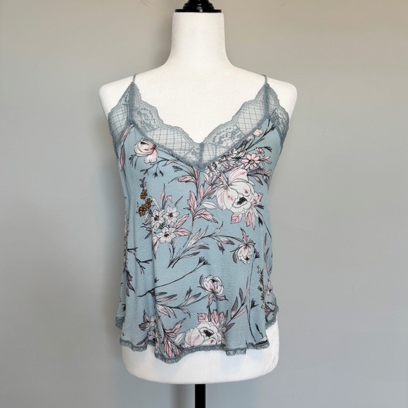 Love Stitch Y2K Tank Cami Fairy Feminine Floral Lace Baby Blue Size Small - Picture 1 of 12